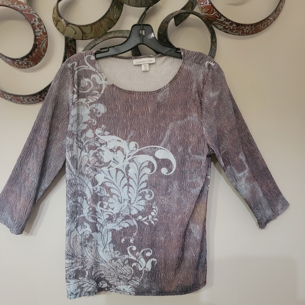 Coldwater Creek Lavender and White Textured Blouse
